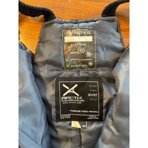 Arctix Toddlers 3T Chest High Insulated SnowBib Overalls Adjustable Strap Black - Picture 3 of 11